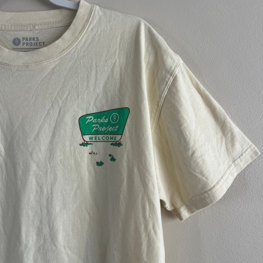 Parks Project National Parks Welcome Tee Pale Yellow Graphic Back Print Unisex M - Picture 2 of 6